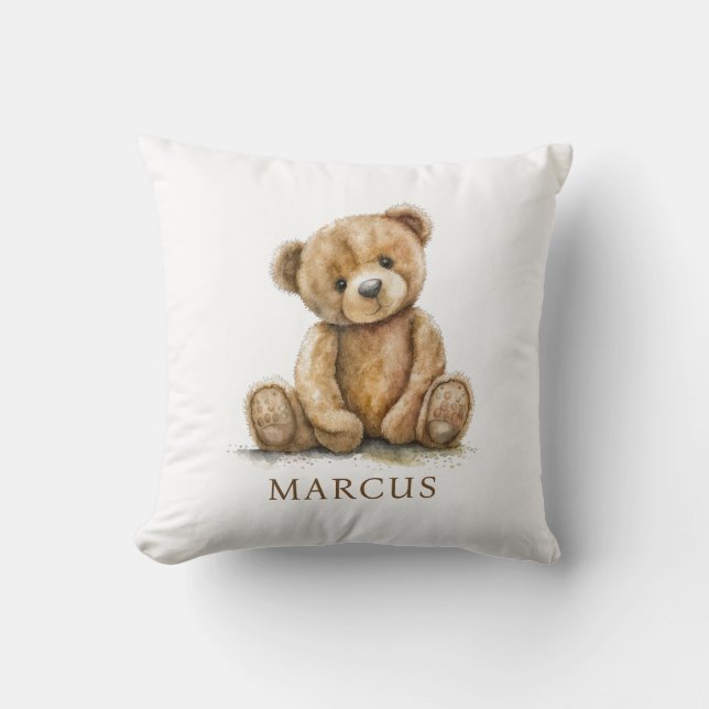 Teddy Bear Kinderzimmer Name Baby Kissen (Vorderseite)