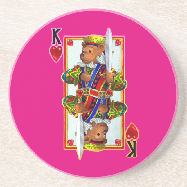 Teddy Bear King of Hearts Untersetzer (Vorne)