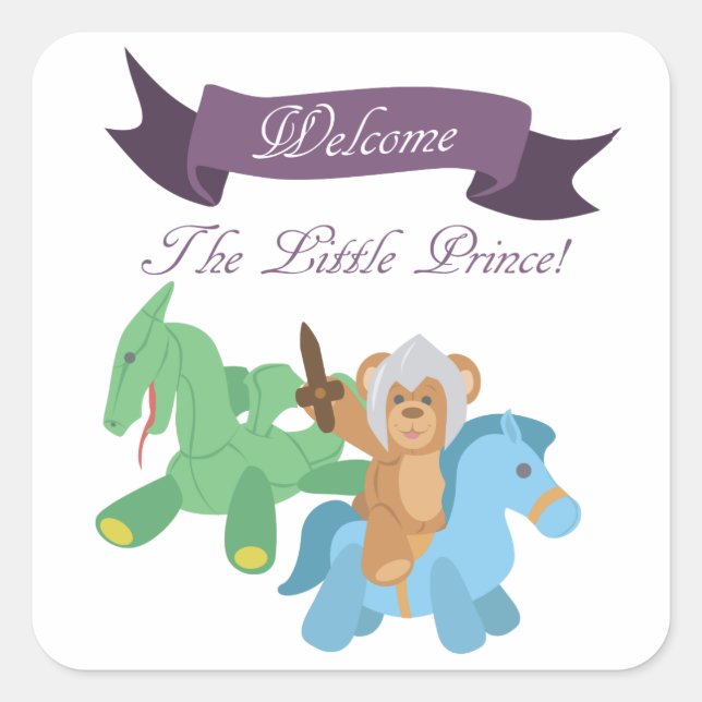 Teddy Bear Knight Quadratischer Aufkleber (Vorderseite)