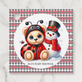 Teddy Bear Ladybug mit Snowman Baby Dusche Danke Geschenkanhänger