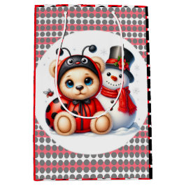 Teddy Bear Ladybug mit Snowman Baby Showgeschenk Mittlere Geschenktüte