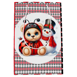Teddy Bear Ladybug mit Snowman Baby Showgeschenk Mittlere Geschenktüte