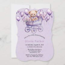 Teddy Bear Lavender Carriage Girl Babydusche