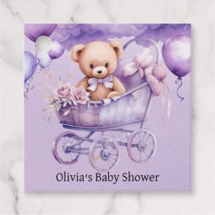 Teddy Bear Lavender Carriage Girl Babydusche Geschenkanhänger