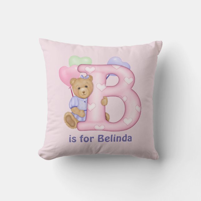Teddy Bear Letter B Monogram Kissen (Vorderseite)