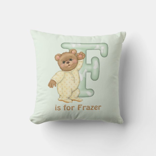 Teddy Bear Letter F Monogram Pillow Kissen (Vorderseite)