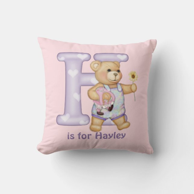 Teddy Bear Letter H Monogram Kissen (Vorderseite)