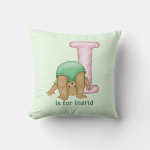 Teddy Bear Letter I Monogram Kissen
