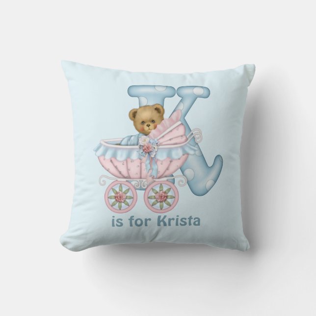 Teddy Bear Letter K Monogram Pillow Kissen (Vorderseite)