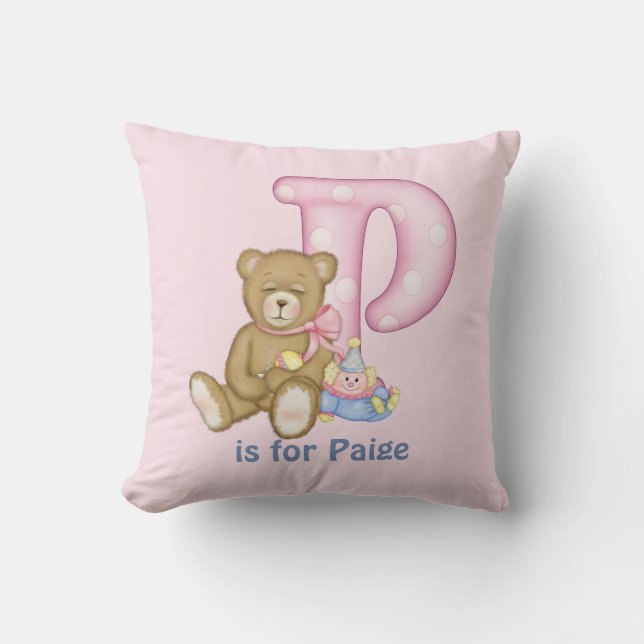 Teddy Bear Letter P Monogram Kissen (Vorderseite)