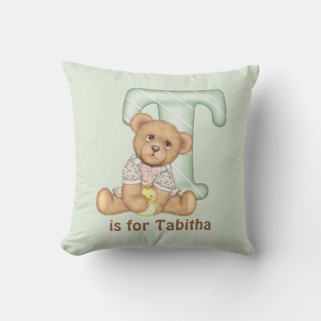 Teddy Bear Letter T Monogram Kissen (Vorderseite)