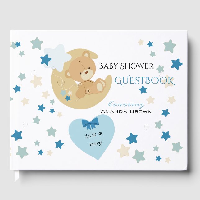 Teddy Bear Liebe Baby Boy Dusche | Gästebuch (Vorderseite)