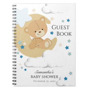 Teddy Bear Liebe Baby Boy Dusche   Gästebuch Notizblock