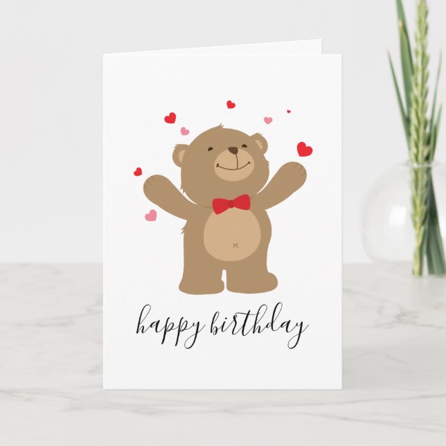 Teddy Bear Liebe Niedlich Personalisierte Geburtst Karte (Vorderseite)
