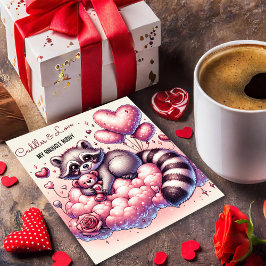 Teddy Bear Liebe Raccoon Valentine Card Feiertagskarte