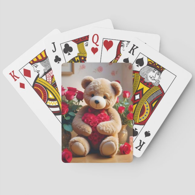 Teddy Bear Liebe Tender Romantisches Geschenk Spielkarten (Rückseite)