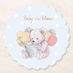 Teddy Bear liest ein Buch Baby in Bloom Untersetzer