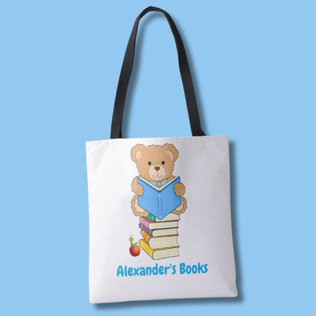 Teddy Bear liest seine Bücher Personalisiert Tasche (Von Creator hochgeladen)
