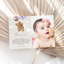 Teddy Bear, Lila Balloons, erster Geburtstag