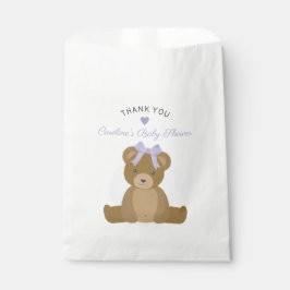 Teddy Bear Lila Bow Girl Baby Dusche Vielen Dank Geschenktütchen
