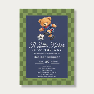 Teddy Bear Little Kicker Soccer Baby Shower Einladung