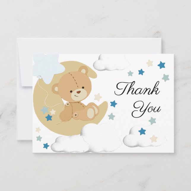 Teddy Bear Love Baby Boy Douche | CARTE DE REMERCI (Devant)