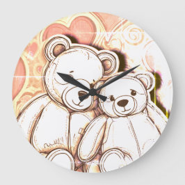 Teddy Bear Love Große Wanduhr