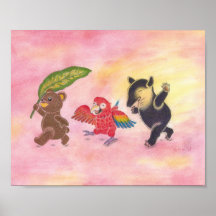 Teddy bear Macaw Tapir Friends Kinderzimmer Art Po