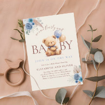 Teddy Bear mit Balloon Boho Blue Rose Babydusche