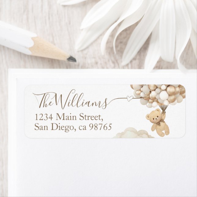 Teddy Bear mit Balloon Neutral Baby Shower (Insitu)