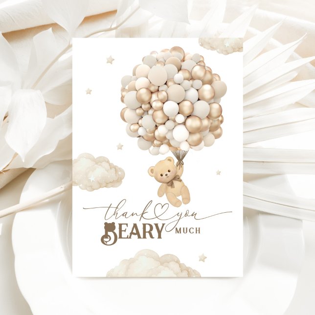 Teddy Bear mit Balloons Baby Dusche Beary Much Dankeskarte (Von Creator hochgeladen)