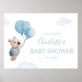 Teddy Bear mit Balloons Baby Dusche Willkommen Poster