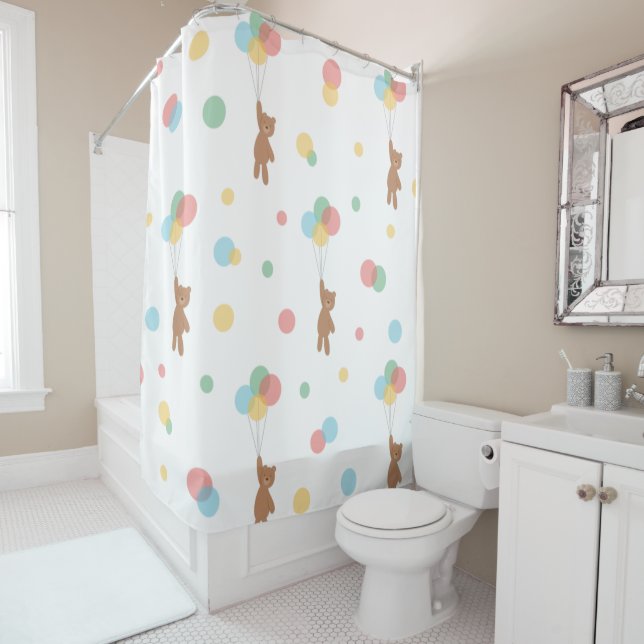 Teddy Bear mit Balloons Duschvorhang (Beispiel)