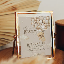 Teddy Bear mit Balloons Neutral Baby Dusche Poster