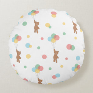 Teddy Bear mit Balloons Rundes Kissen