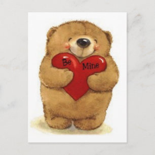 Teddy Bear mit 'be mine' Herz Postkarte