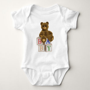 Teddy Bear mit Blocks Baby Dusche Strampler