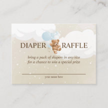 Teddy Bear mit Blue Balloons Diaper Raffekarte