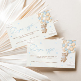 Teddy Bear mit Blue Balloons Diaper Raffles Begleitkarte