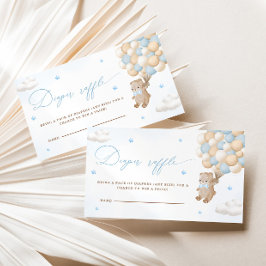 Teddy Bear mit Blue Balloons Diaper Raffles Begleitkarte