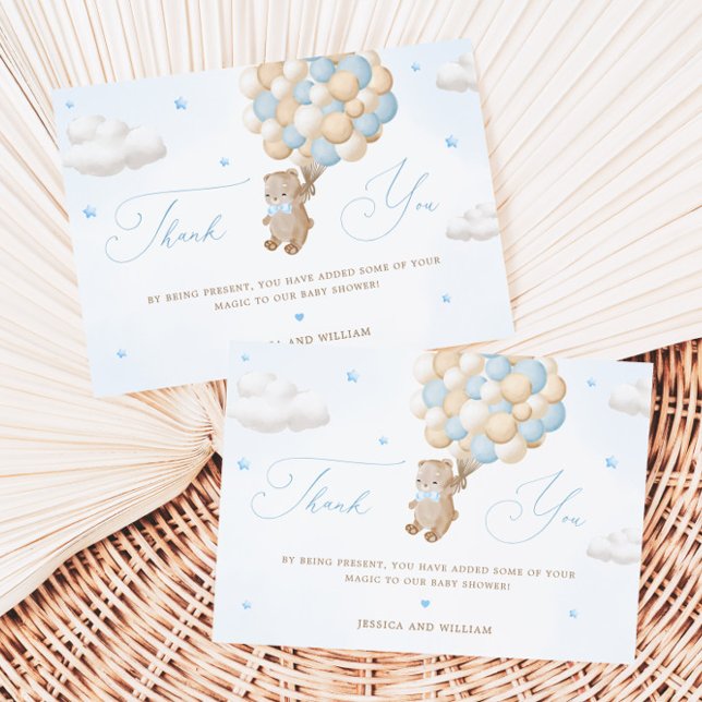 Teddy Bear mit Blue Balloons Vielen Dank Karte (Von Creator hochgeladen)