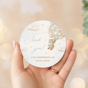 Teddy Bear mit Blue Balloons Vielen Dank Runder Aufkleber