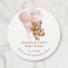 Teddy Bear mit Blush Pink Balloons Geschenkanhänger