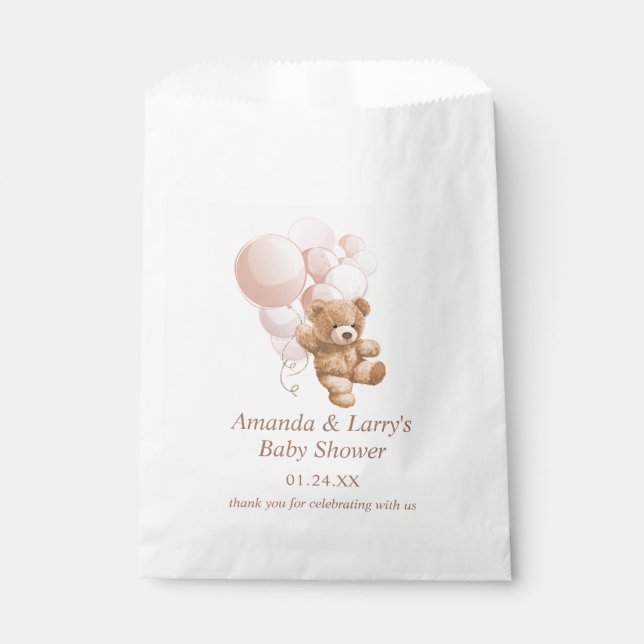 Teddy Bear mit Blush Pink Balloons Geschenktütchen (Vorderseite)