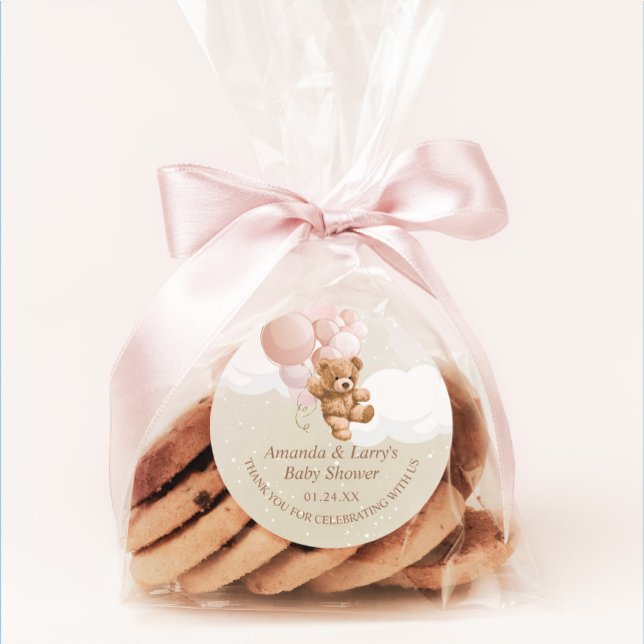 Teddy Bear mit Blush Pink Balloons Sticker (Von Creator hochgeladen)