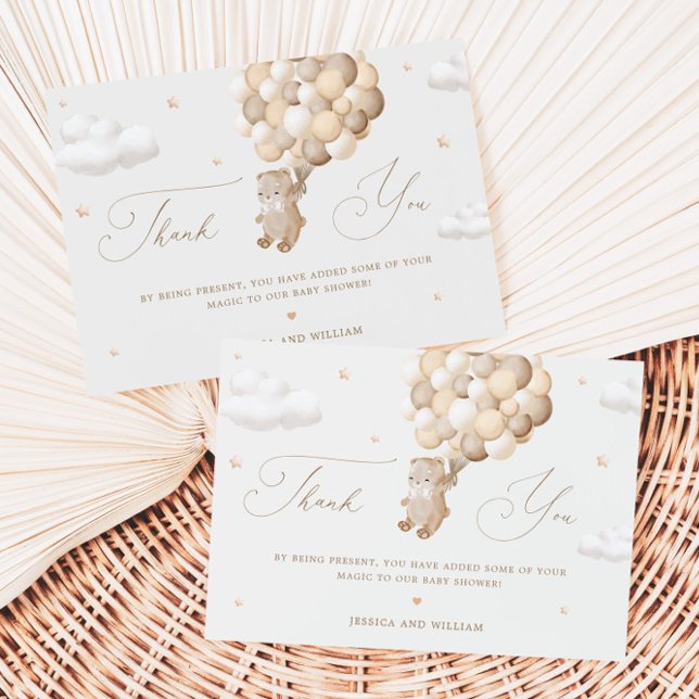 Teddy Bear mit braunen Balloons Danke Karte (Von Creator hochgeladen)