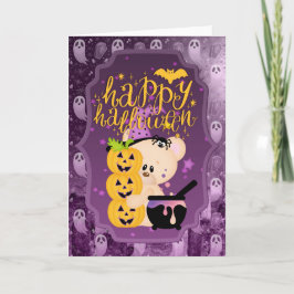 Teddy Bear mit Cauldron - Happy Halloween Karte