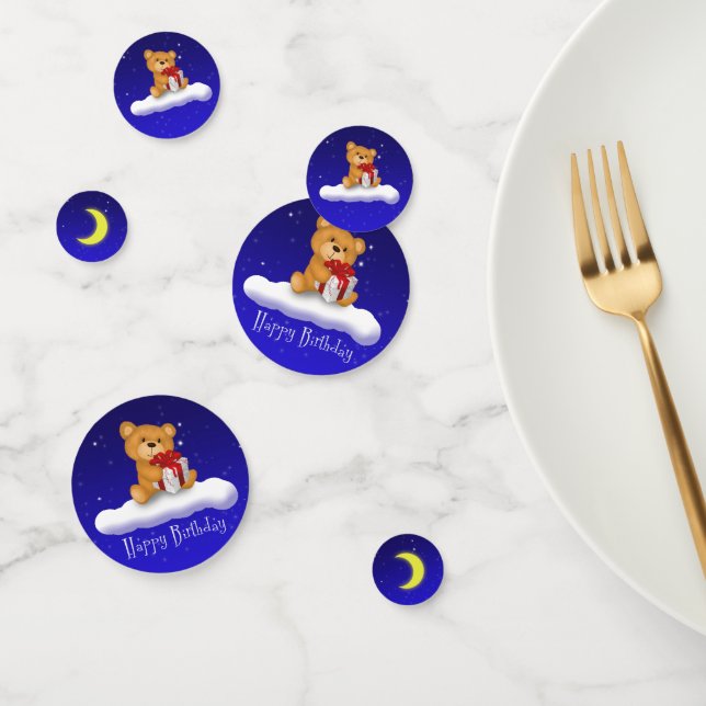 Teddy Bear mit Geschenk - Happy Birthday Konfetti (Gruppe)