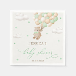 Teddy Bear mit Green Balloons Babydusche Serviette