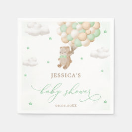 Teddy Bear mit Green Balloons Babydusche Serviette